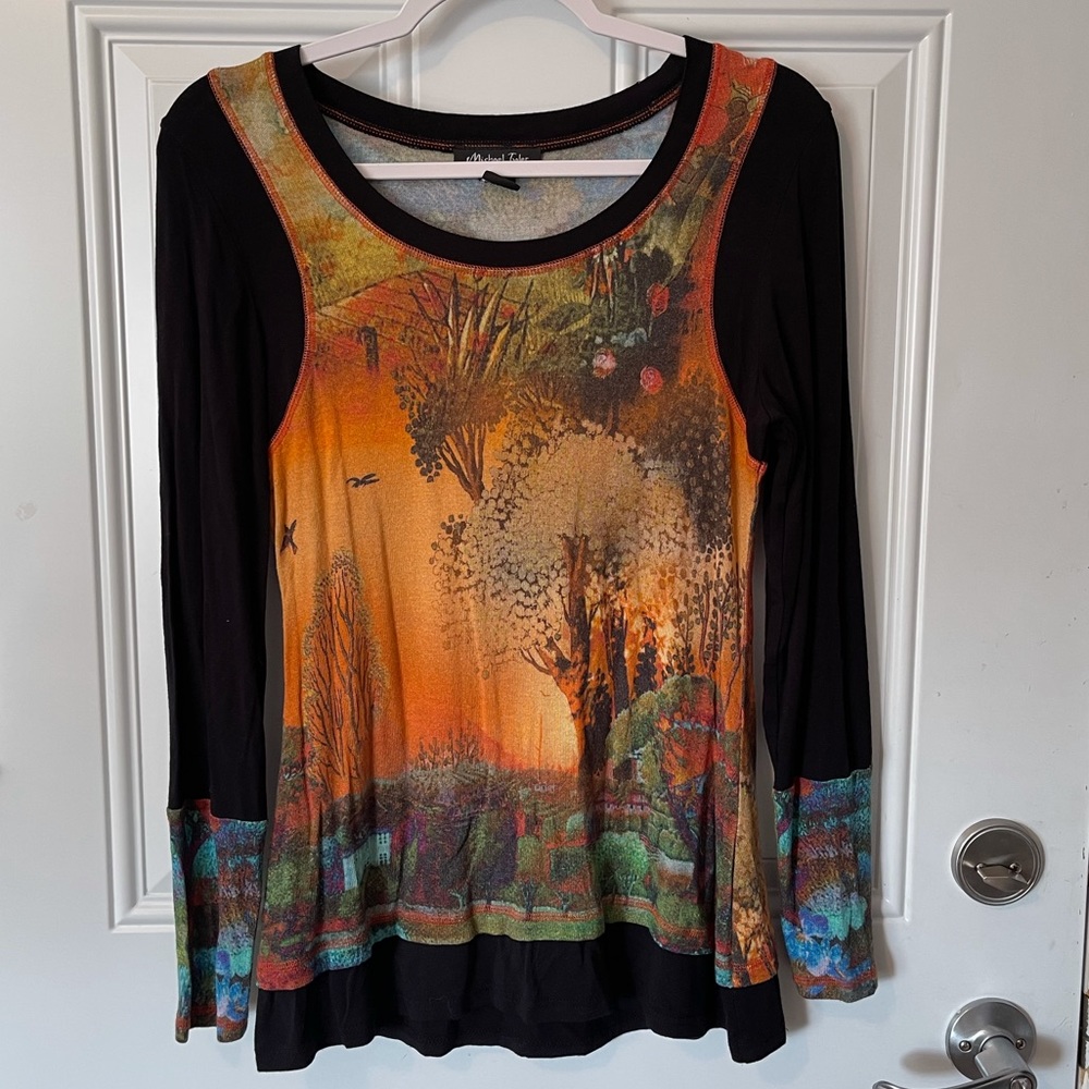 Colorful landscape print 🏞 long sleeve top